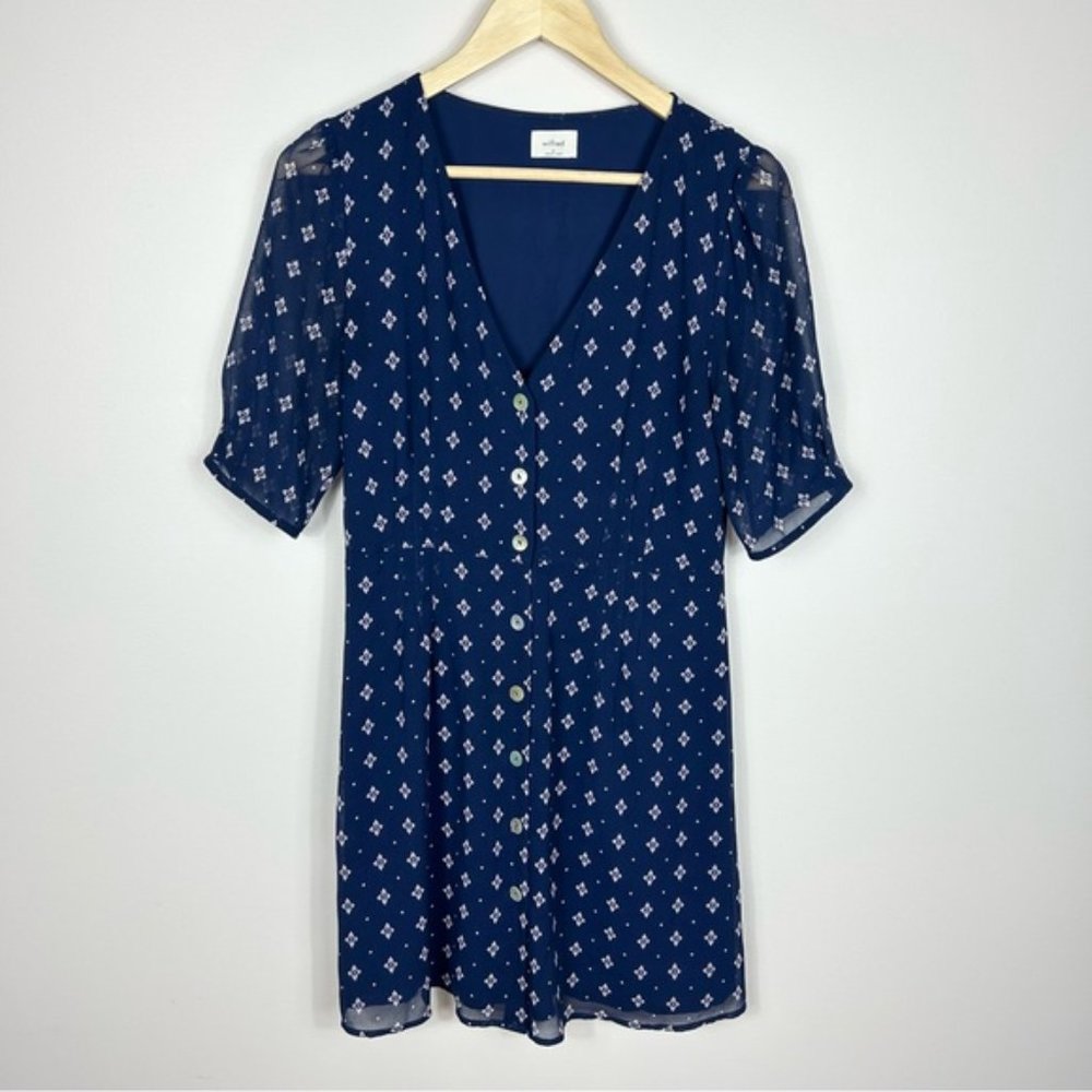 Wilfred Navy Blue Mini Dress with White Print - Picture 8 of 10